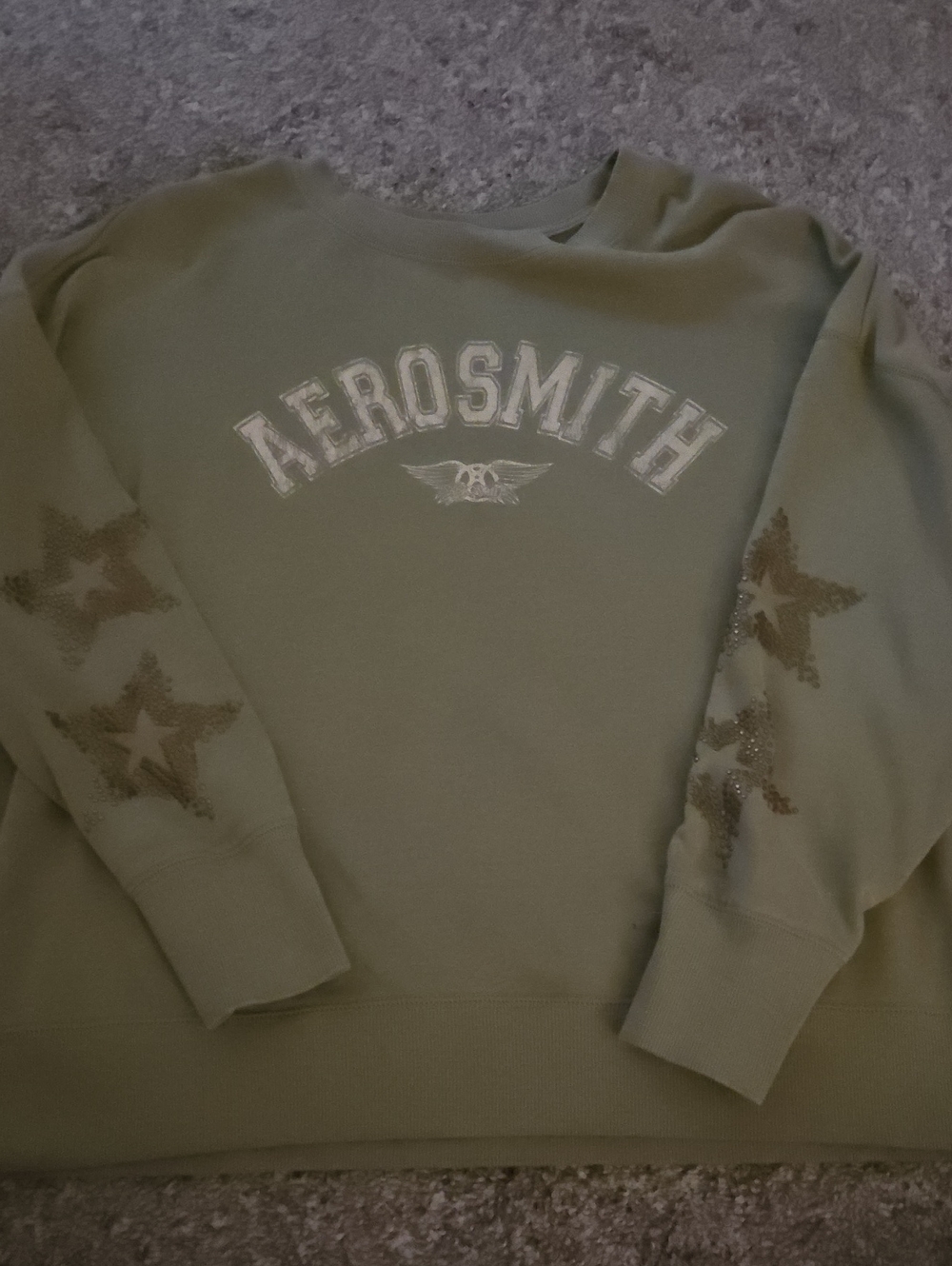Maurices Olive Green Aerosmith Graphic Crewneck Sweater